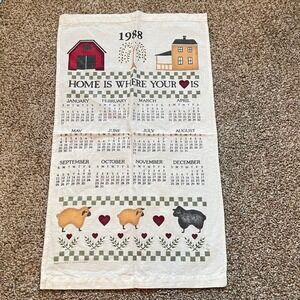 Vintage country home is where your heart is sheep‎ barn Tea Dish Towel Calendar